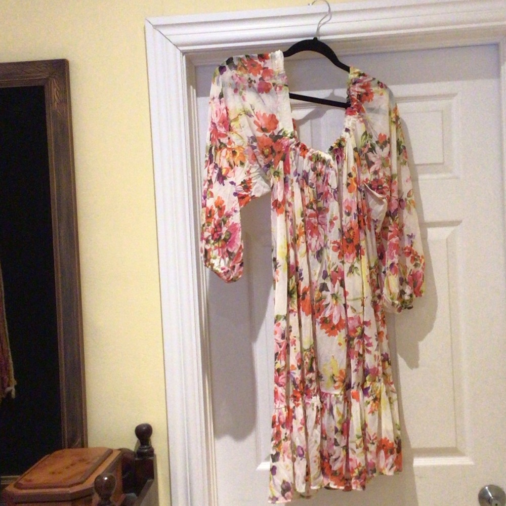 Mango Floral Mesh Beachwear Dress